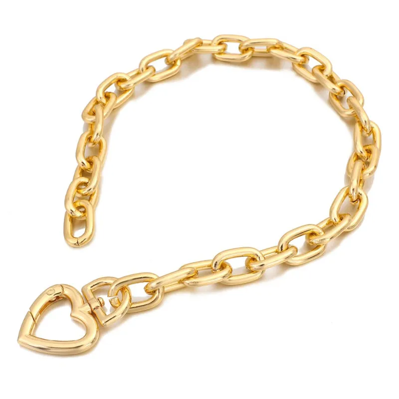 Edgy Eternal Thick Chain Love Heart Pendant Choker Necklaces
