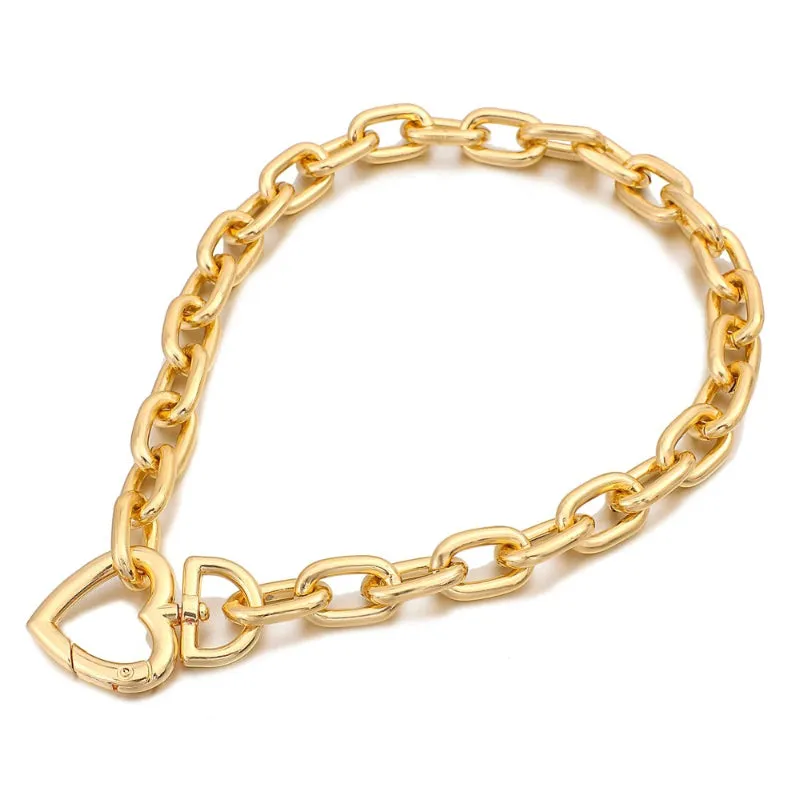 Edgy Eternal Thick Chain Love Heart Pendant Choker Necklaces