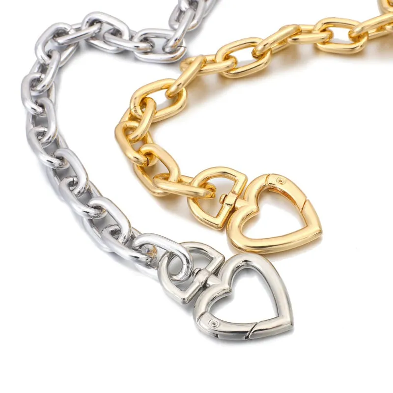 Edgy Eternal Thick Chain Love Heart Pendant Choker Necklaces