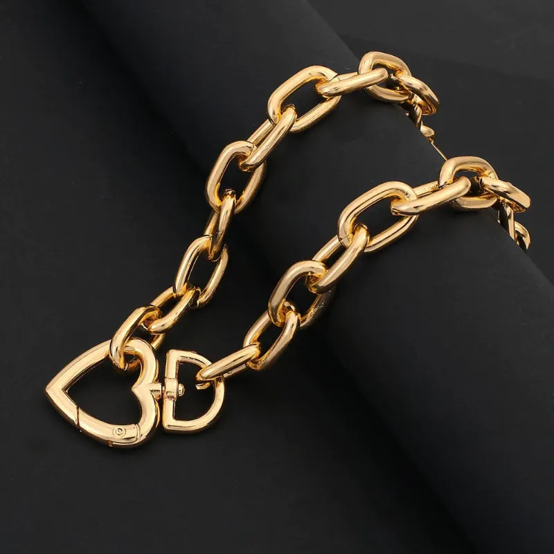 Edgy Eternal Thick Chain Love Heart Pendant Choker Necklaces