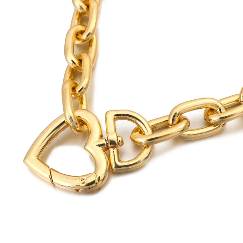 Edgy Eternal Thick Chain Love Heart Pendant Choker Necklaces