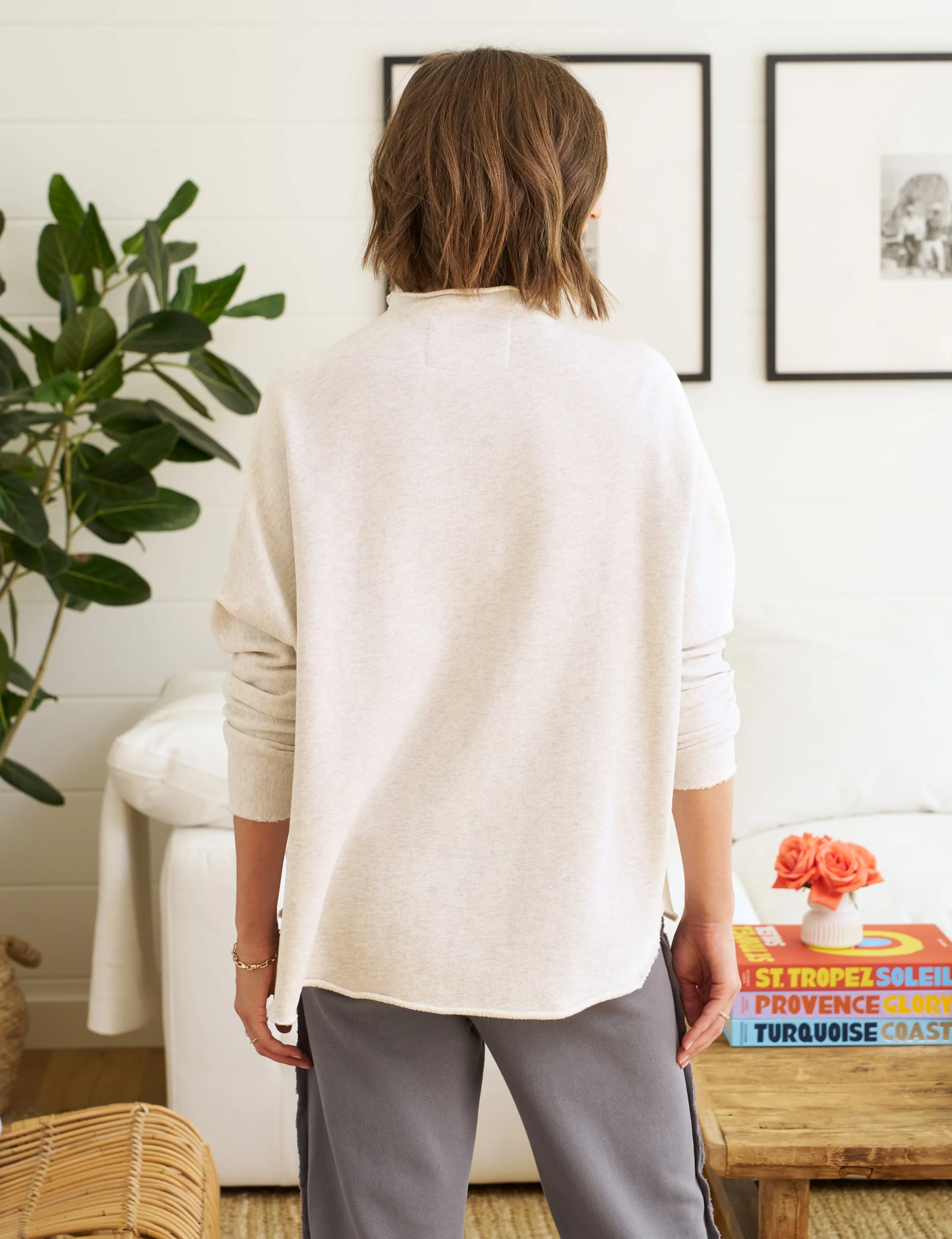 EFFIE Heather White Melange, Triple Fleece