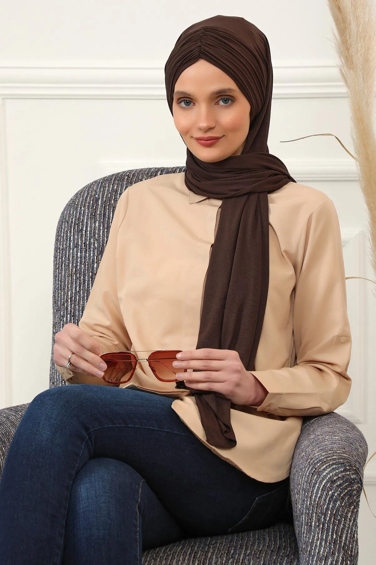 Effortless Instant Cotton Shawl for Women, Instant Cotton Lightweight Hijab Headscarf, Comfortable and Large Women Hijab Shawl,CPS-44