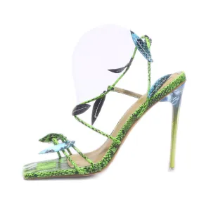 Ego High-Heel Sandals Leather Green Colour For Women