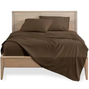 Elastic Fitted Bedsheets Single Bed Size 400 TC - Cotton Elastic Bedsheet Single Bed Only 35 x 75_10 Inch Drop- Color_Chocolate Solid [ Fitted Sheet Only Pillow Cover Not Included