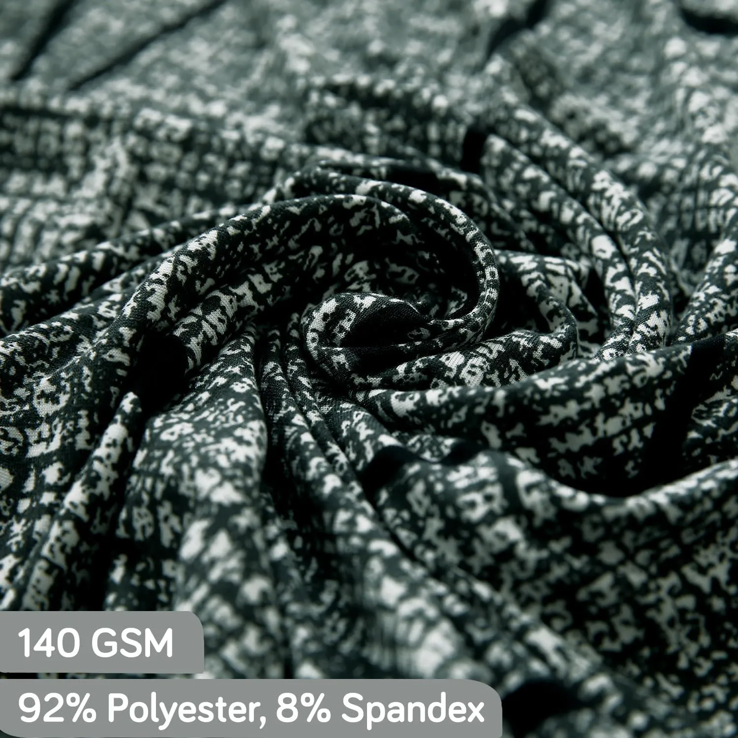 Elastic Stretchable Printed 140gsm Fully Covered Sofa Cover, Intense Grey Abstract Floral