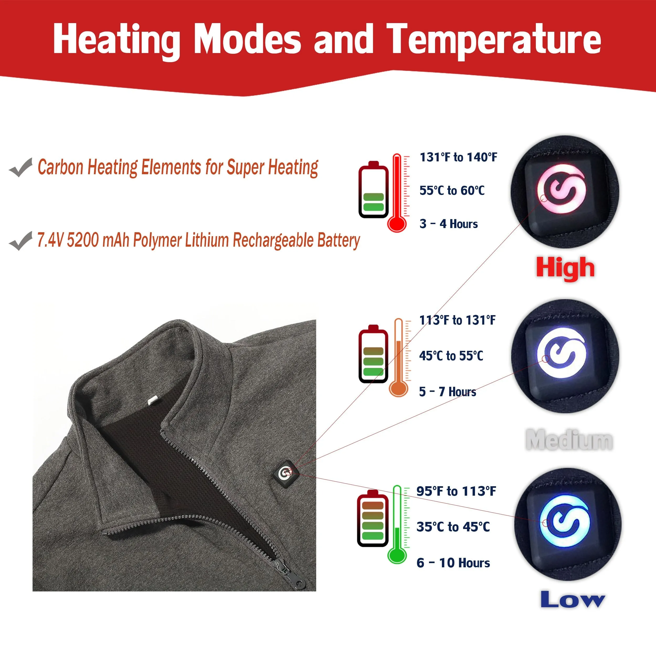 Electric Battery Heated Jacket clothing for Winter Warm