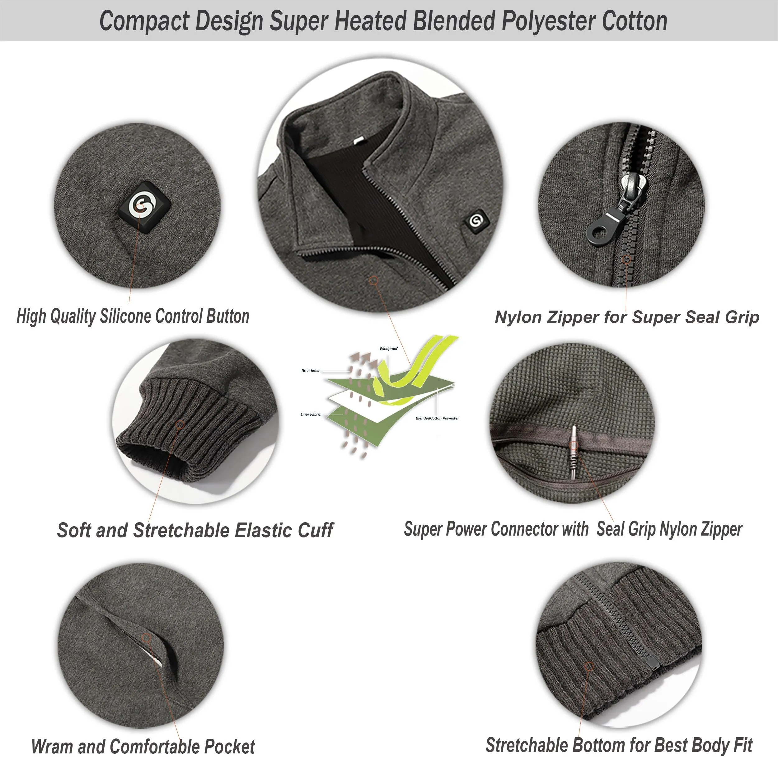 Electric Battery Heated Jacket clothing for Winter Warm