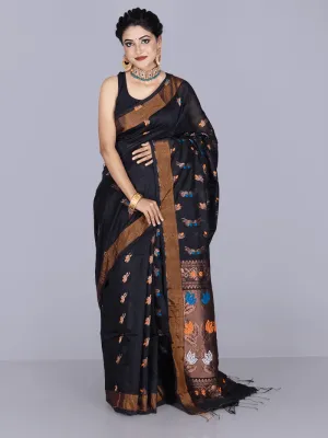 Elegant Black Allover Handloom Saree