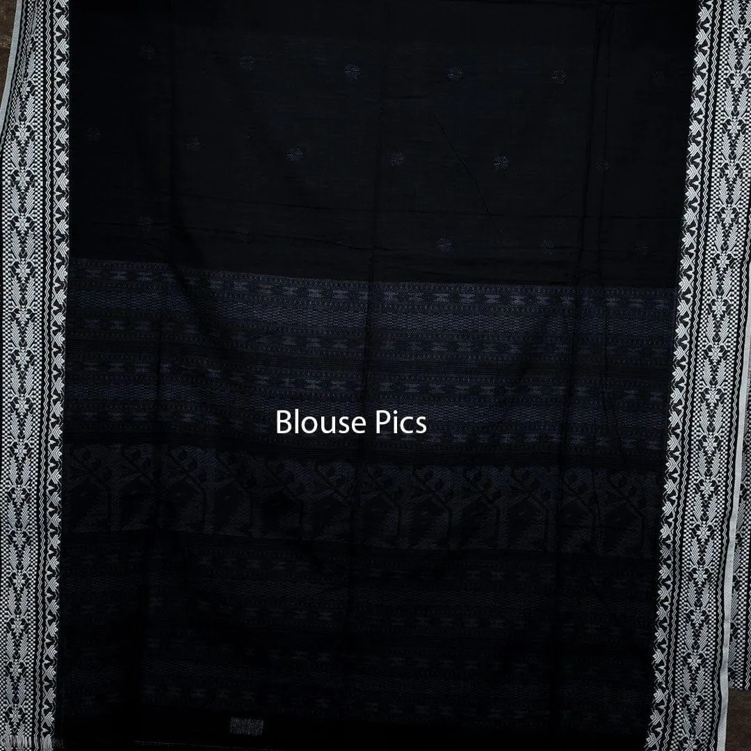 Elegant Black Handwoven Cotton Saree