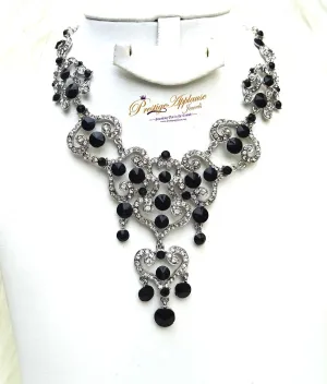 Elegant Black Prom Evening Necklace Set