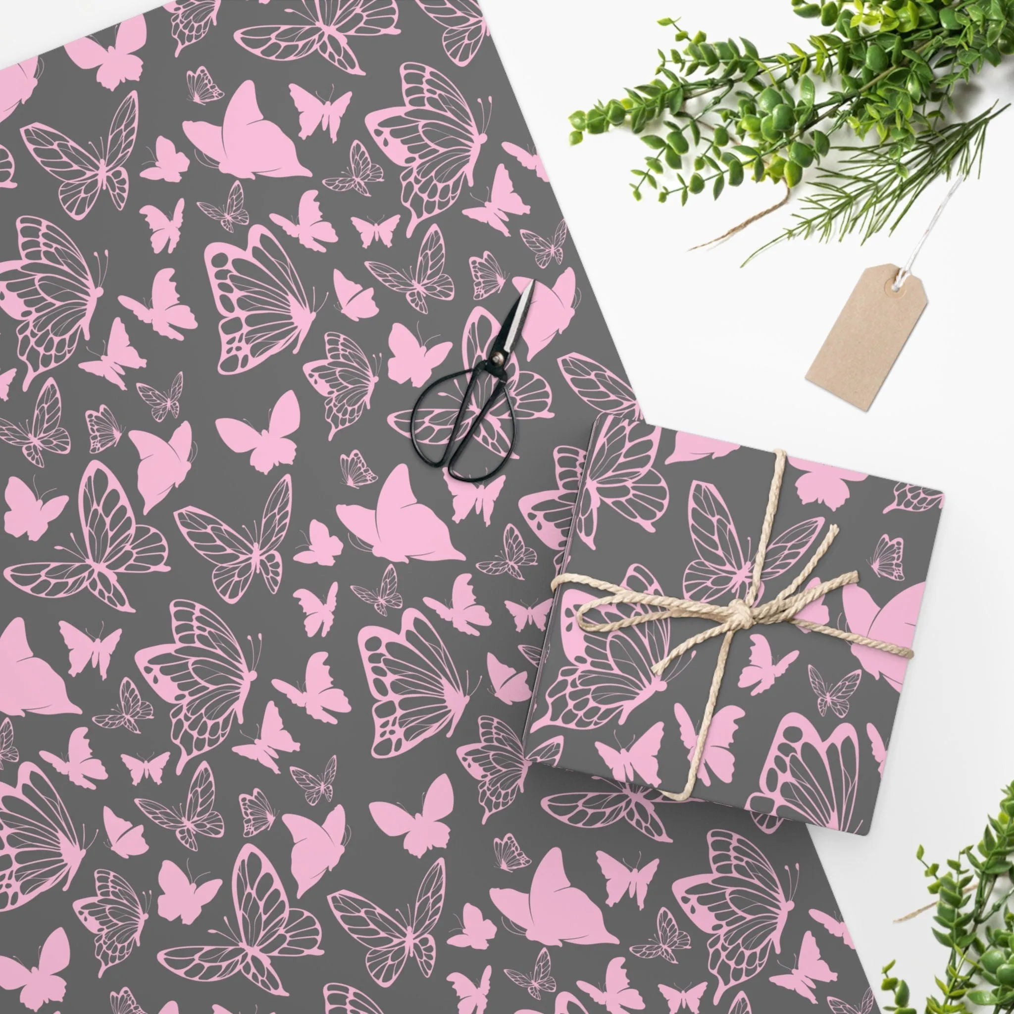 Elegant Butterfly Pattern Gift Wrap - Whimsical Winter Butterflies