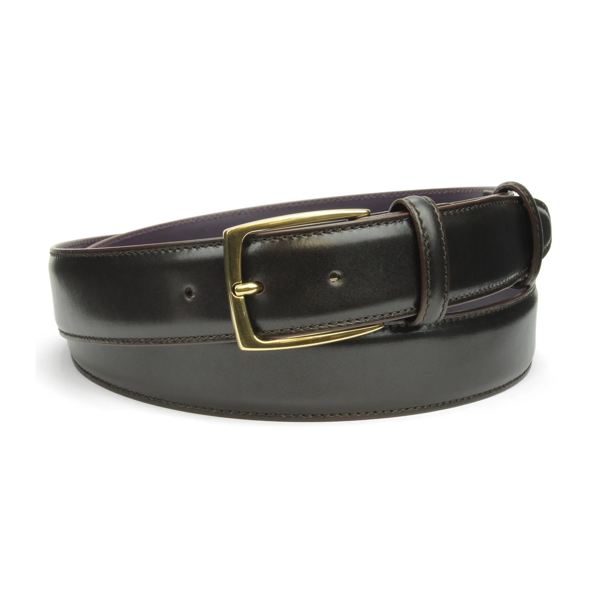 Elegant Dark Brown Box Calf Belt