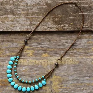 Elegant Handmade Turquoise Choker Necklace | Bohemian Ethnic Style