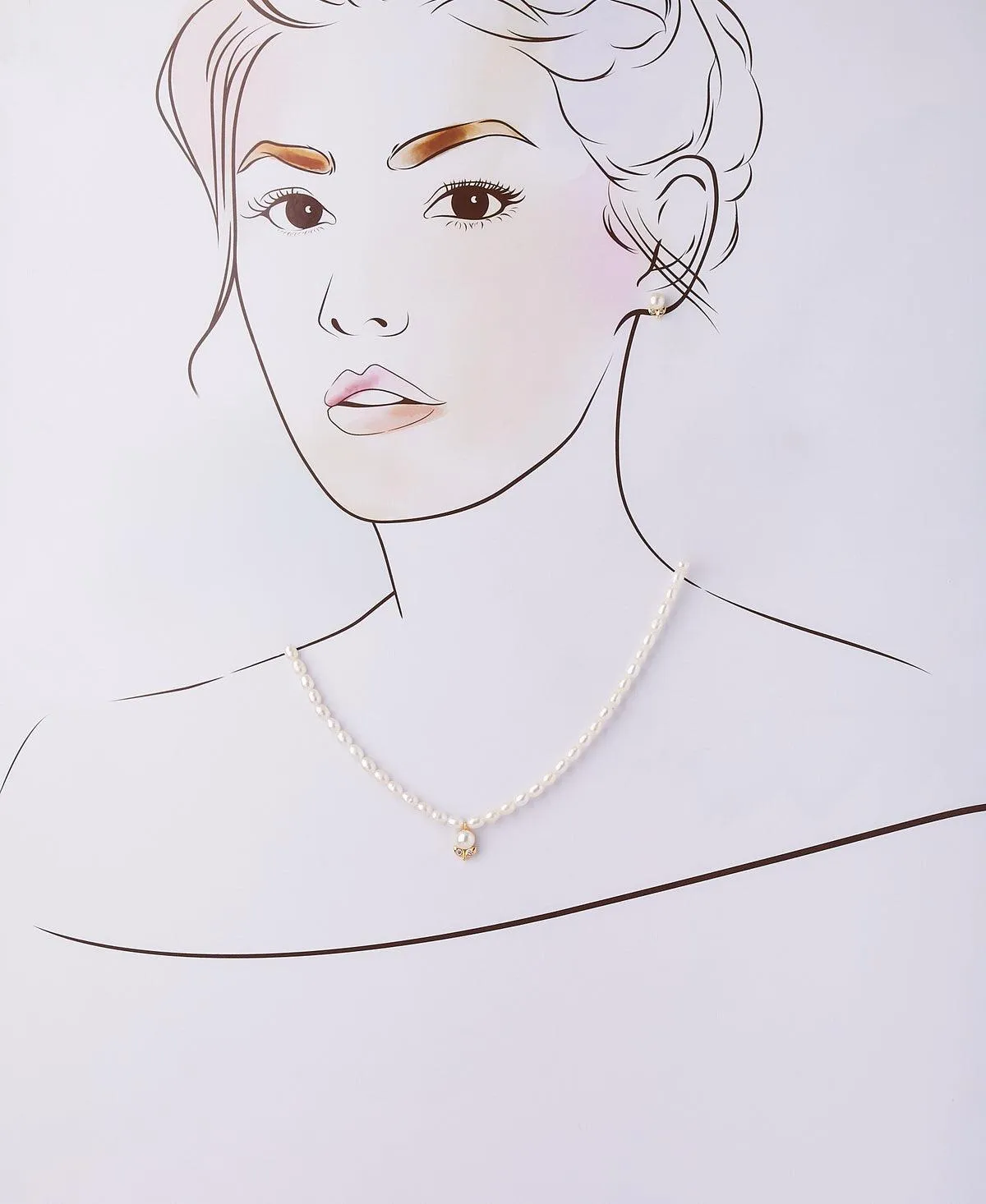 Elegant Real Pearl Necklace Set