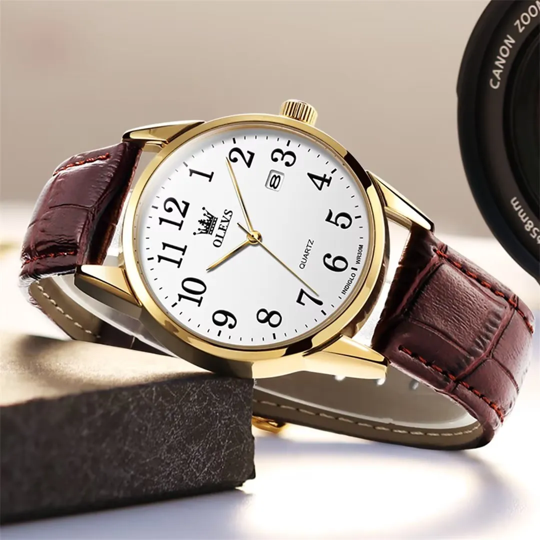 Elegant Slim Men's Leather Watch