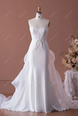 Elegant Strapless Mermaid Wedding Dress with Overskirt