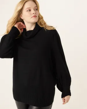 Elena Balloon-Sleeve Turtleneck | Black