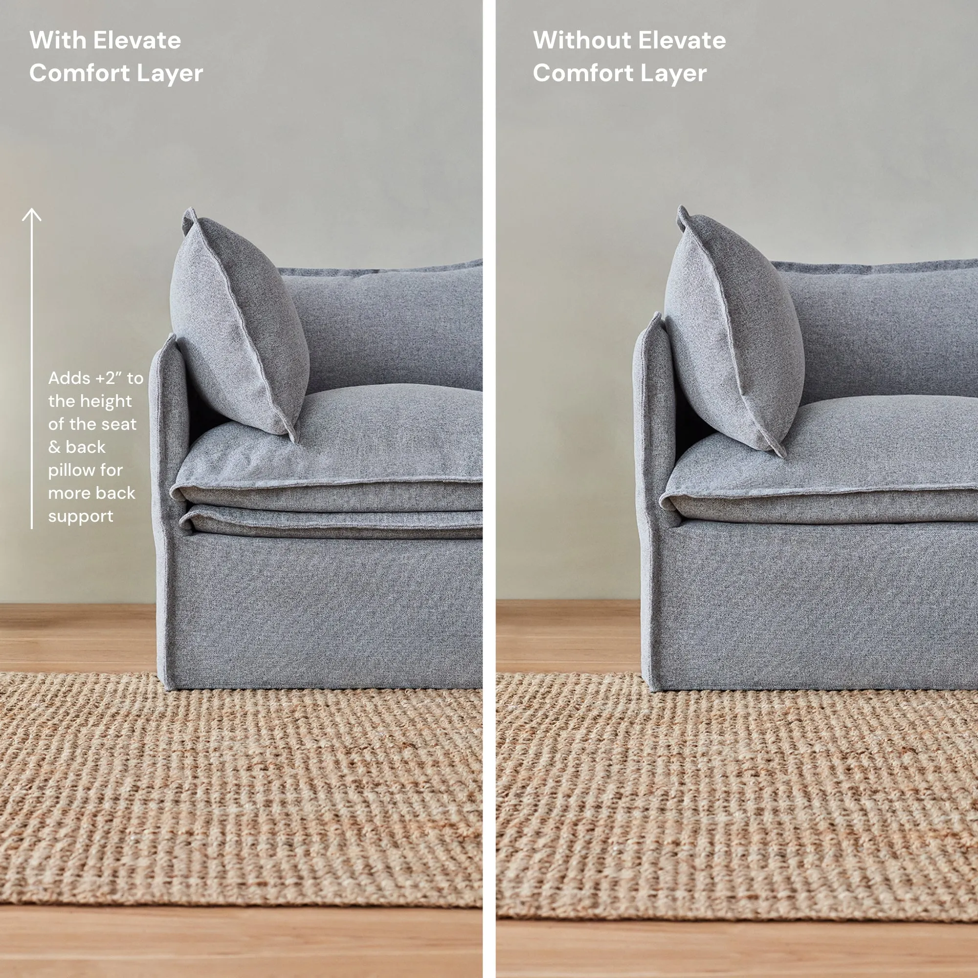 Elevate Comfort Layer Set for Armchair | Plush Weave in Ash