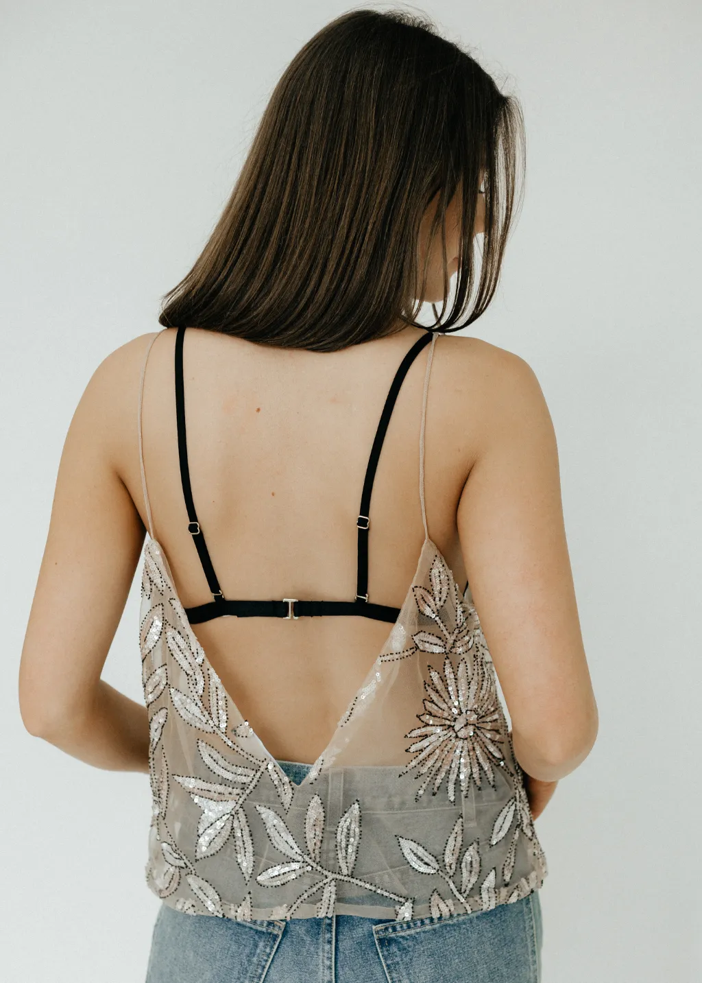 Elizabeth Nude Beaded Top