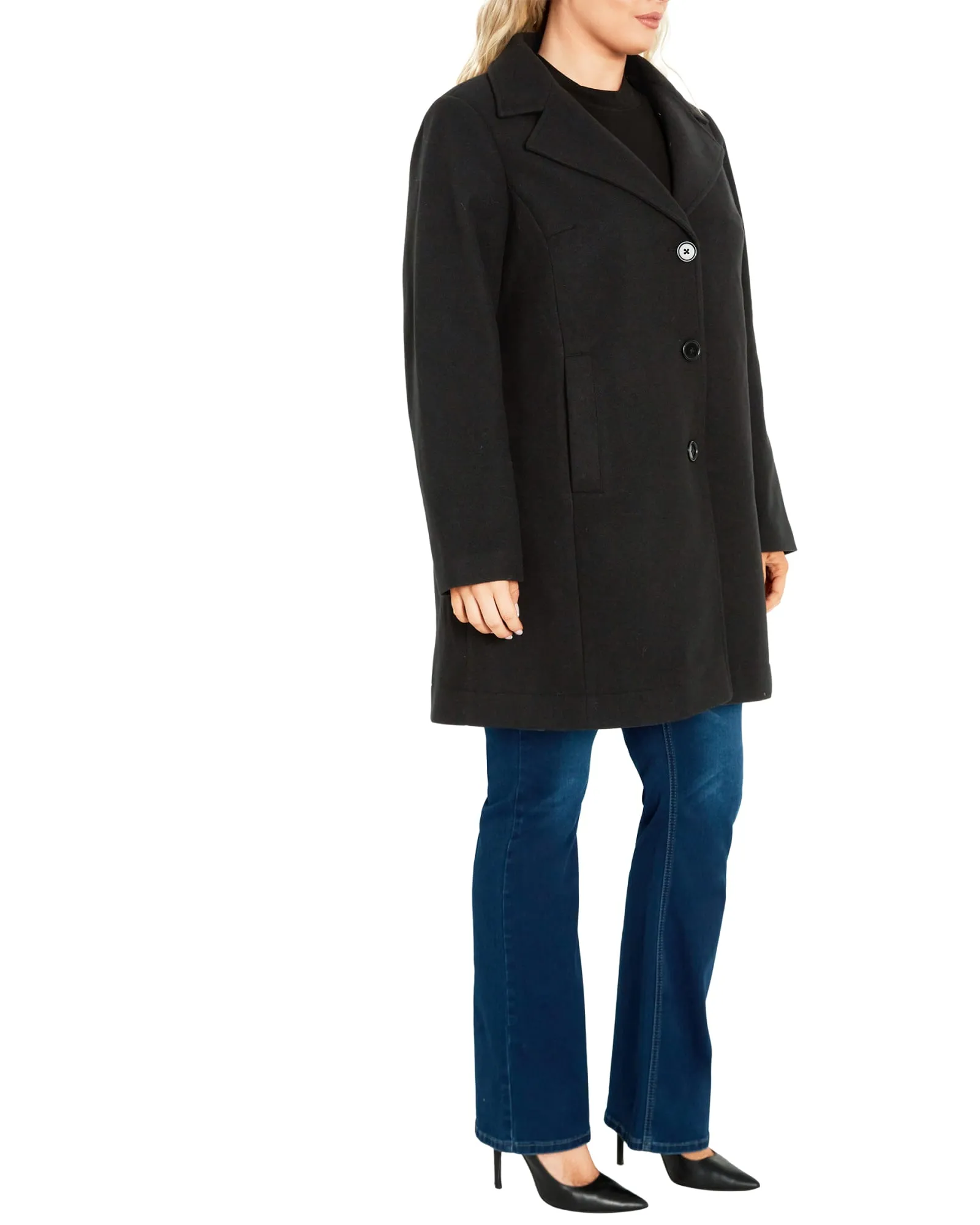 Elle Faux Wool Coat | Black