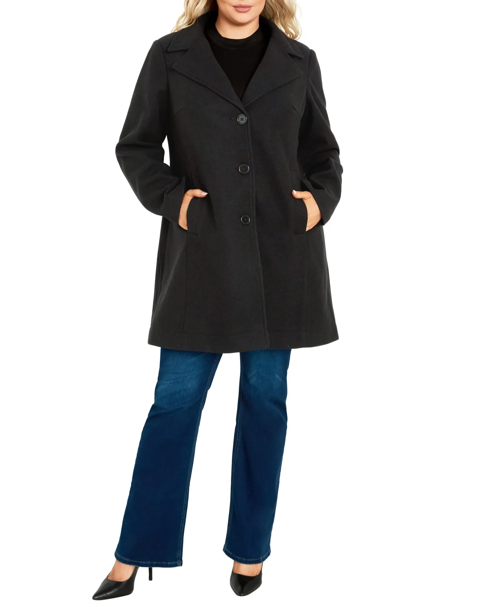 Elle Faux Wool Coat | Black