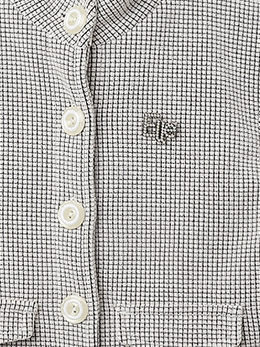 Elle Girls Checked Full Sleeves Round Neck Blazer