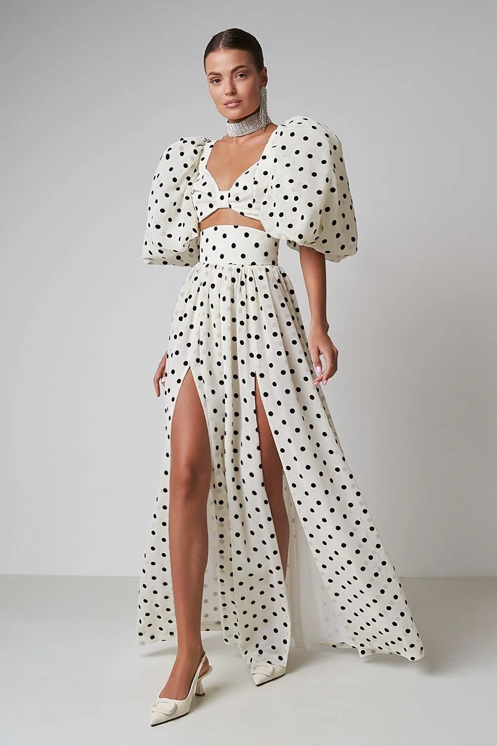 Ellie | Polkadot Skirt Set White