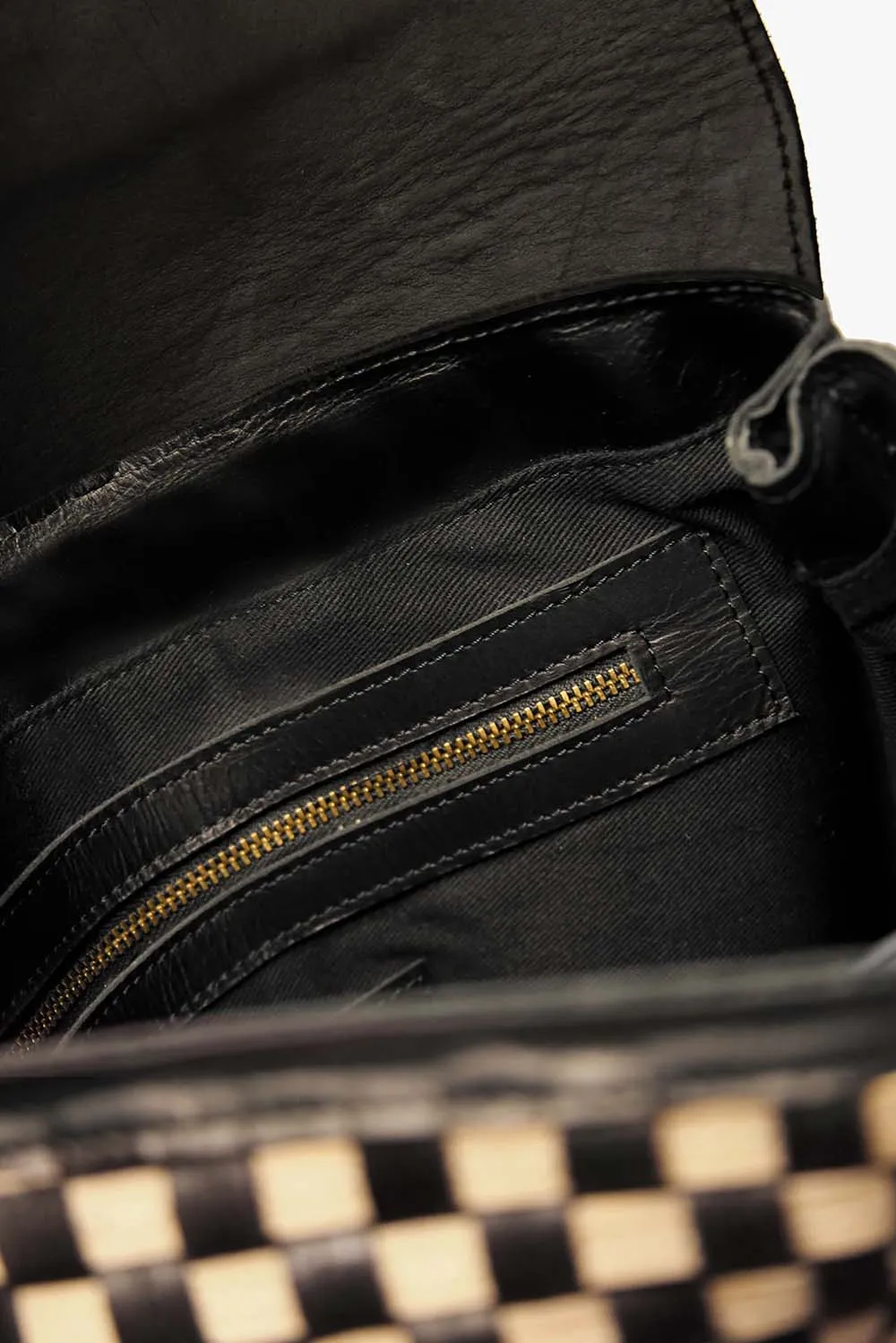 ELSA BASKETWEAVE BACKPACK - BLACK/TAN