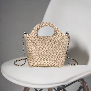 Emaline Champagne Mini Tote BC Bag with Braided Strap