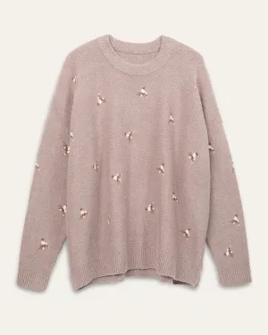 Embroidered Floral Pullover | Lilac