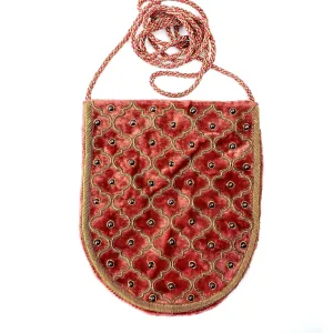 Embroidered Rust Crossbody Bag with Garnets