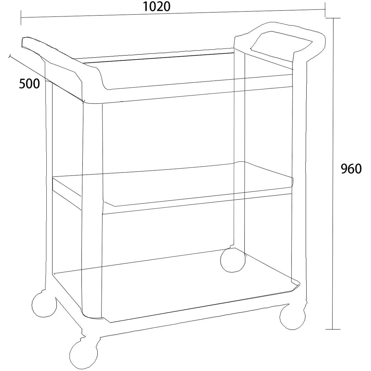 Empire 3 Tier Utility Trolley Cart - EMP-GX032B1