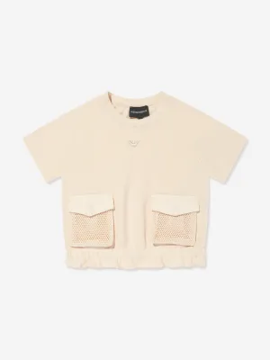 Emporio Armani Girls Pocket T-Shirt in Beige