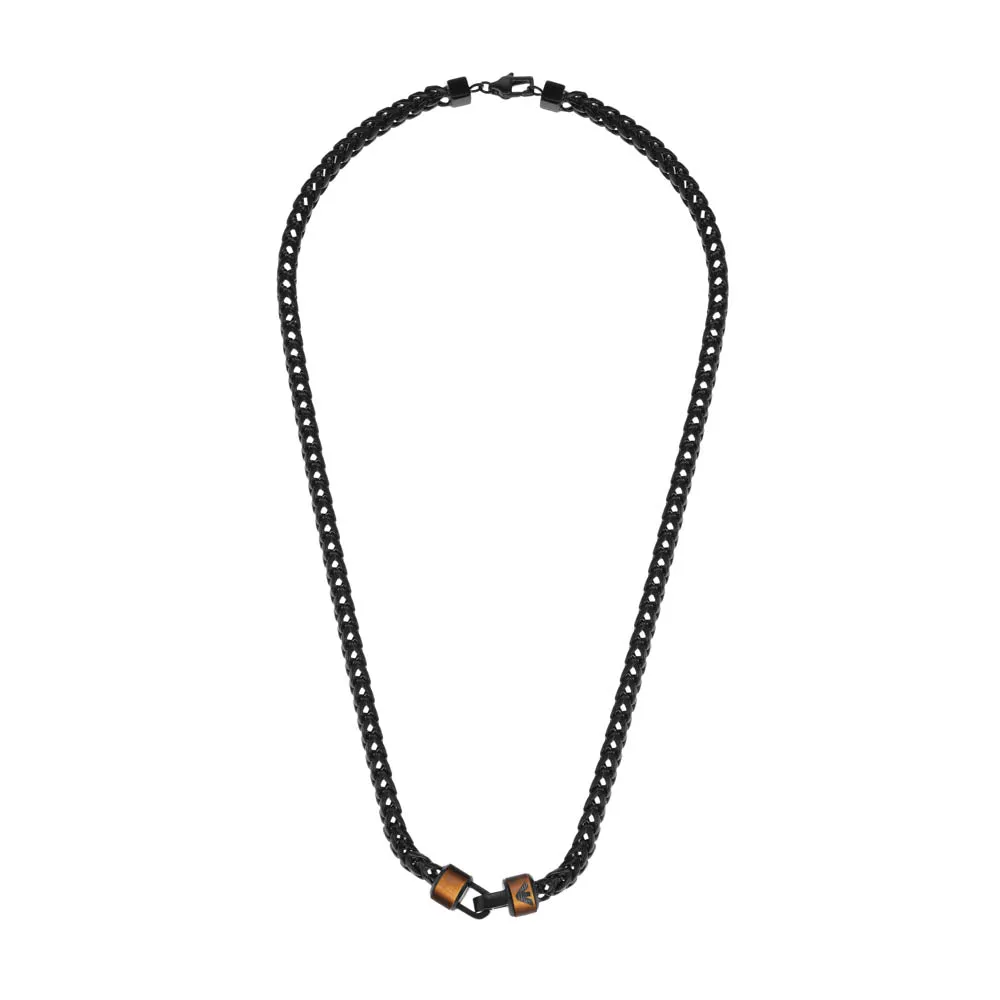 Emporio Armani Stainless Steel Brown Tiger's Eye Chain