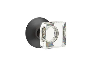 Emtek Modern Square Crystal Knob with Modern Rosette