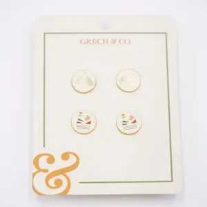Enamel Earrings Set of 2-Landscape and Rainbow