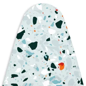 Encasa Homes Ironing Board Cover with 4mm Extra Thick Felt Pad for Steam Press - Terrazzo Mint - (Fits Standard Wide Boards of 125 x 46 cm) Elastic Fitting, Heat Reflective, Protective