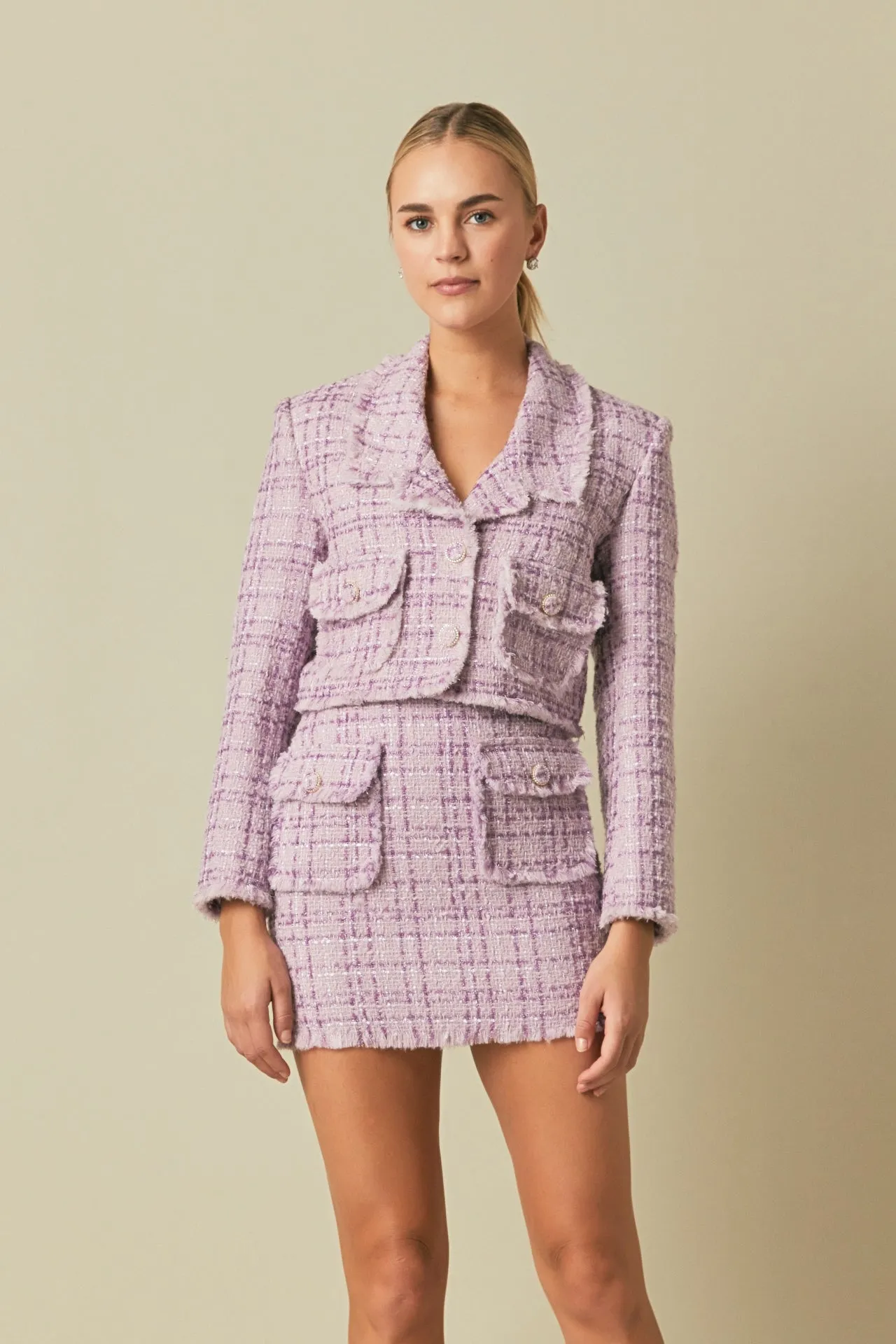 Endless Rose - Tonal Boucle Tweed Short Blazer