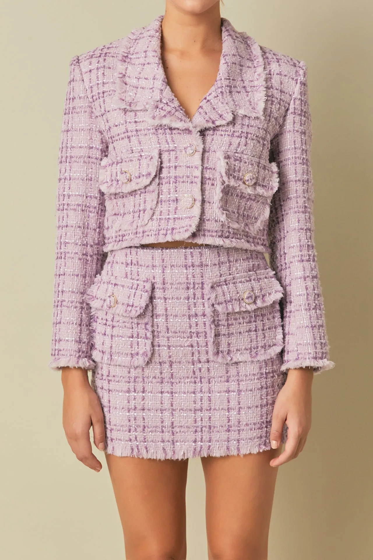 Endless Rose - Tonal Boucle Tweed Short Blazer