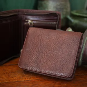 English Brown Pebbled Zip Wallet