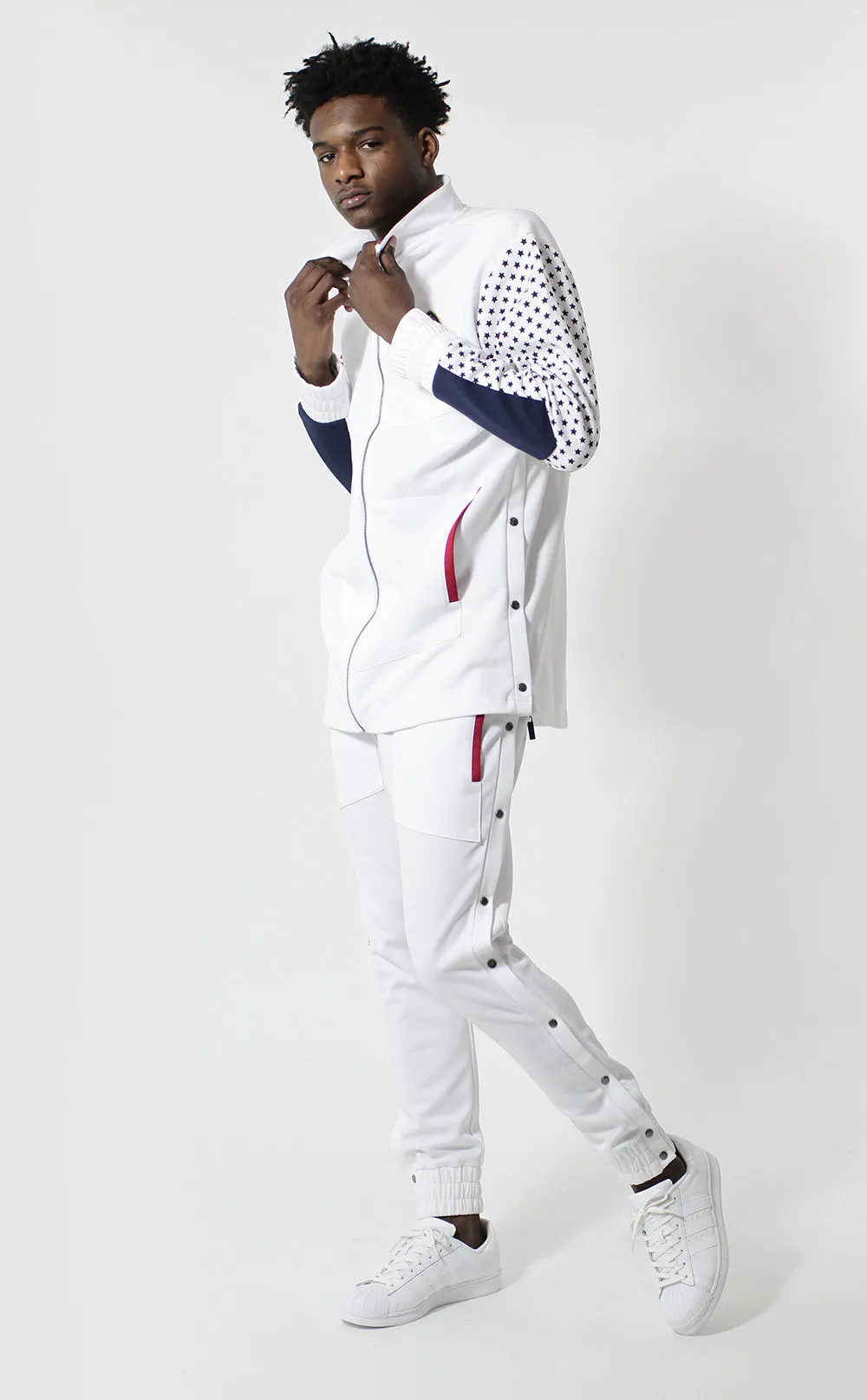 Entree LS Olympic Warm Up Tear Away White Jogger