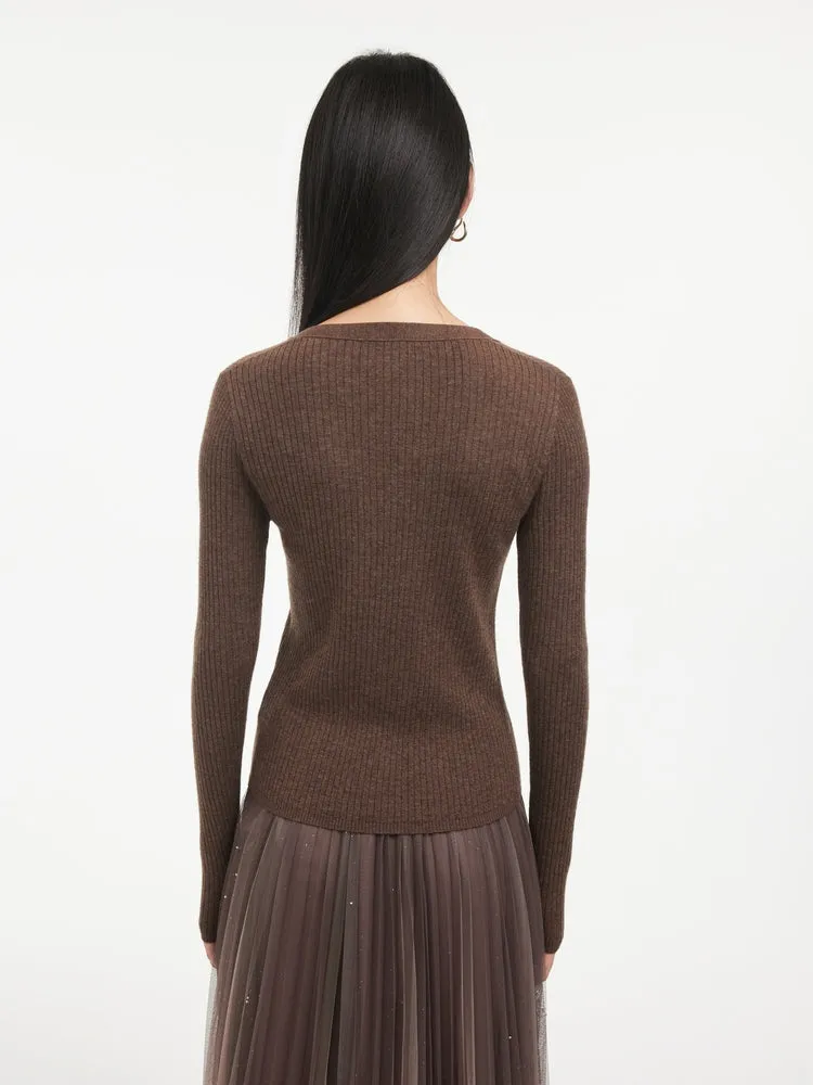 EP YAYING Front Wrapped Knit  Top