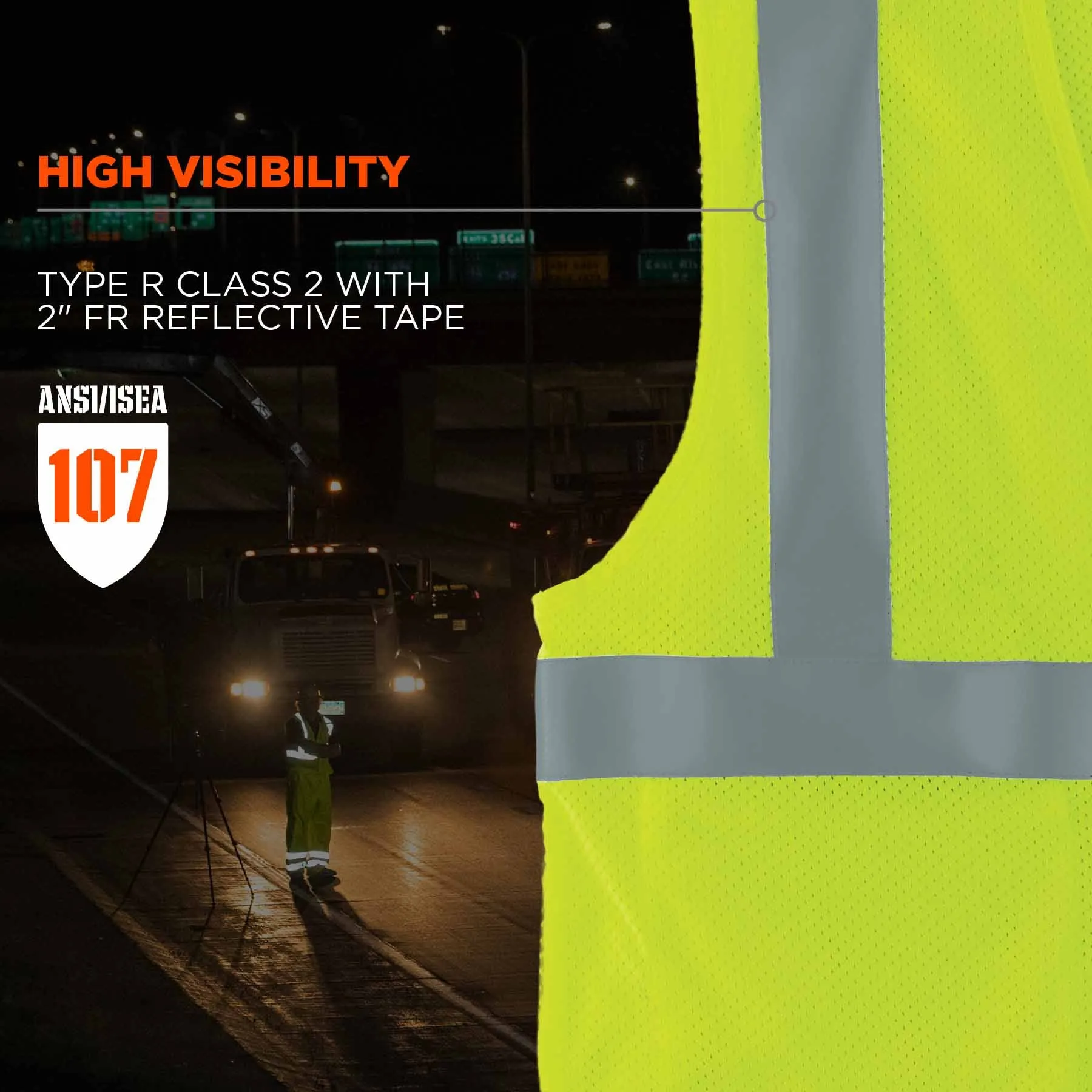 Ergodyne 21867 8263FRHL 2XL/3XL Lime Class 2 FR Safety Vest - H L - Economy