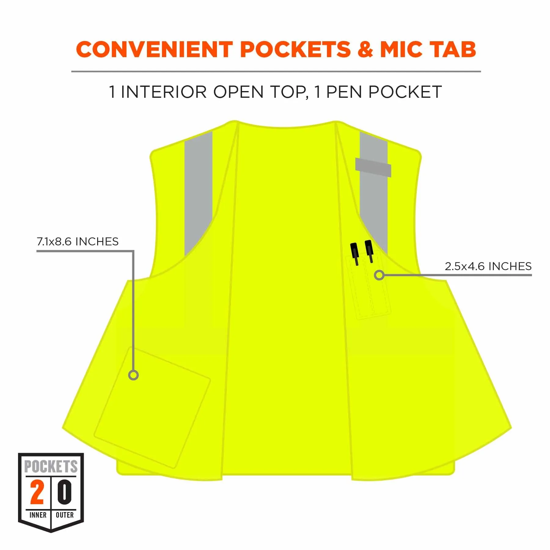 Ergodyne 21867 8263FRHL 2XL/3XL Lime Class 2 FR Safety Vest - H L - Economy