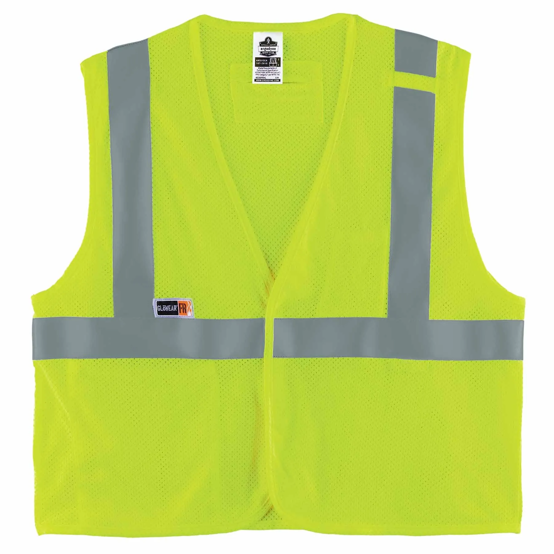 Ergodyne 21867 8263FRHL 2XL/3XL Lime Class 2 FR Safety Vest - H L - Economy