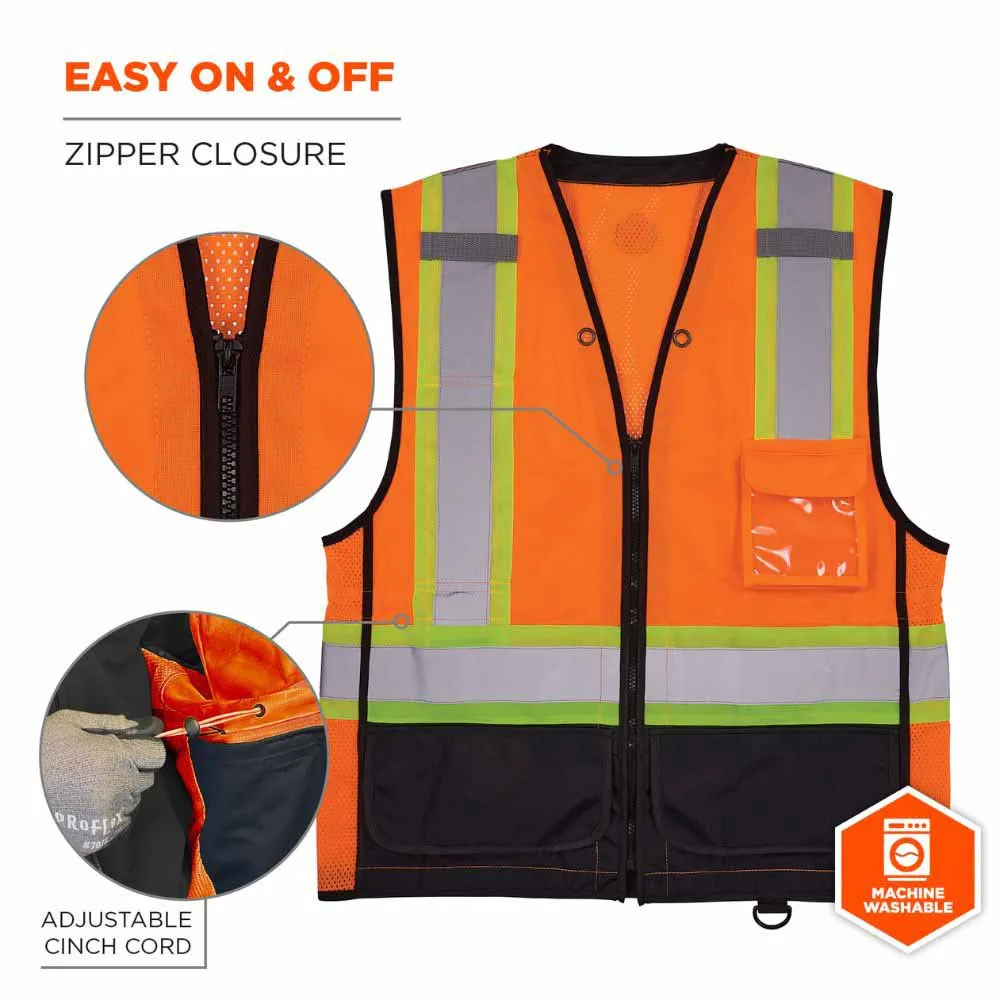 Ergodyne 23045 8251HDZBK L/XL Orange Hi Vis Safety Vest