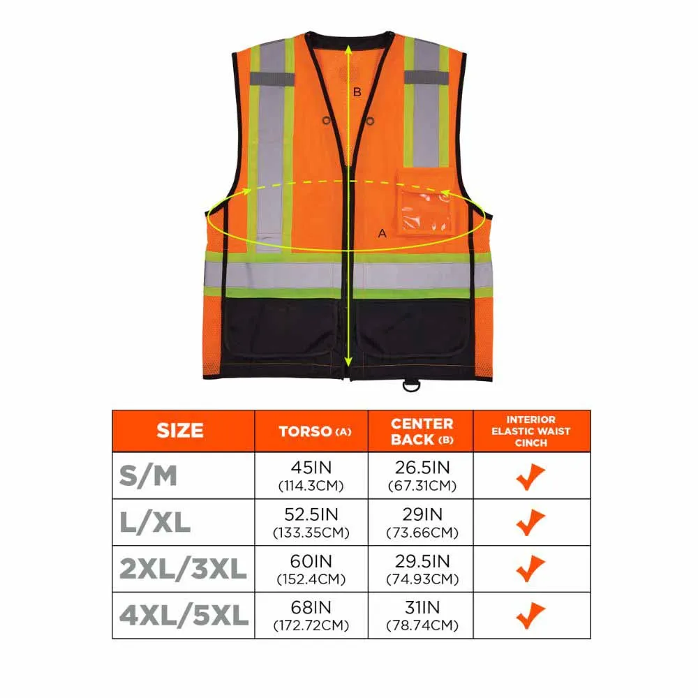 Ergodyne 23045 8251HDZBK L/XL Orange Hi Vis Safety Vest