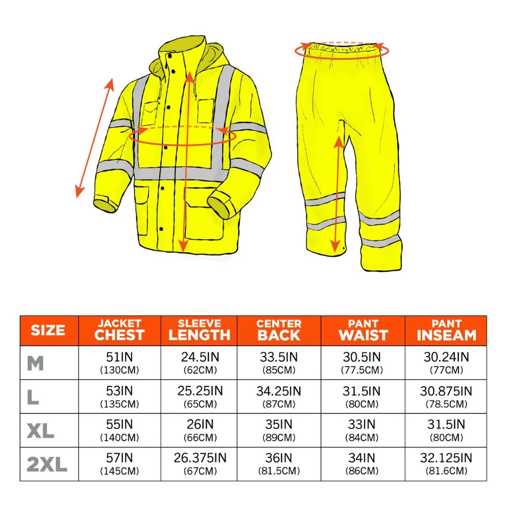 Ergodyne 25434 #8376K L Lime Lightweight HV Rain Suit