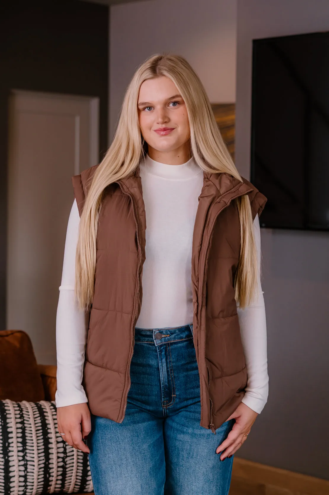Erika Oversized Puffer Vest | Espresso